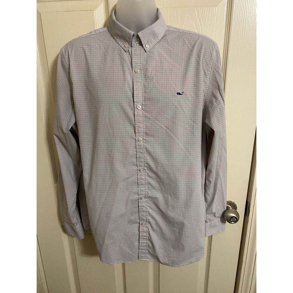 Vineyard Vines Slim Fit Whale Shirt Button Down Check Pattern Casual Dress Shirt